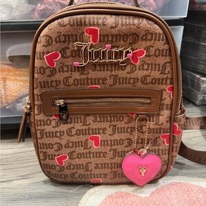 Juicy Couture Brown Backpack with Pink Heart Accents